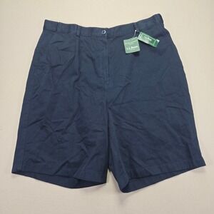 L.L.Bean Navy Blue‎ Wrinkle Resistant Cotton Shorts - Women's Size 18